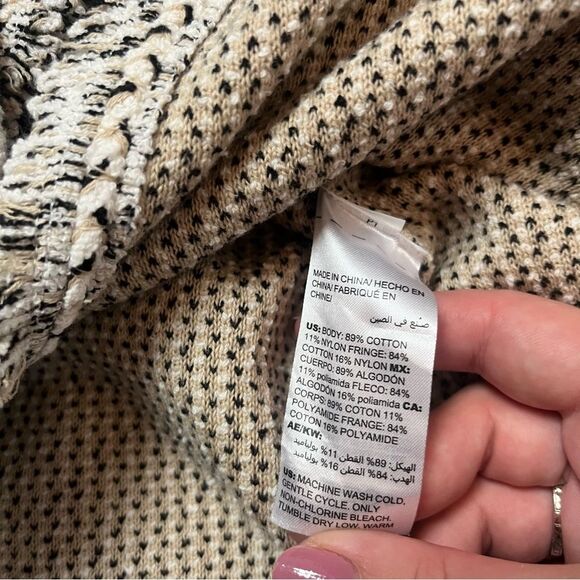 Chico's White Black Structured Pocket Cardigan Tweed Texture Size L NWT - Picture 5 of 7